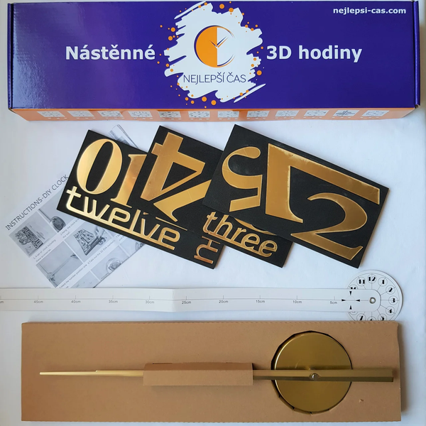 Nejlepse Cas (Чехия) 130 см 3D часы настенные большие Написи-S золотистые